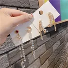 Silver Needle Moon Crystal Long Female Asymmetric Earrings Wholesale,nice earring,gold earring jewelry