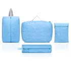 Portable 4 piece set foldable travel reusable nylon storage bag