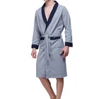 Men's Cotton Robe Soft Modal Lightweight Knit Solid Knee Length Sleepwear Bathrobe