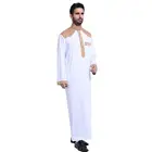 4 Colors Muslim Men Long Sleeve Thobe Islamic Clothing middle east Kaftan Thobe dress