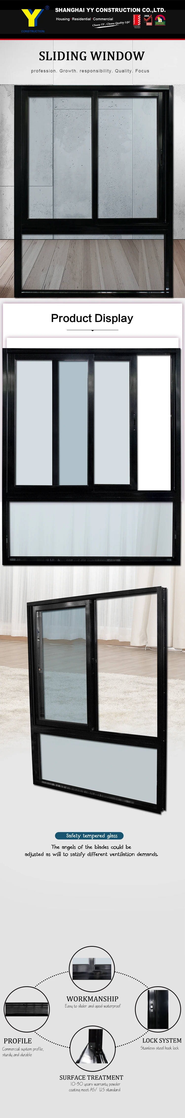 tinted glass aluminum vertical sliding window with mosquito screen for australian market