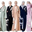 fashion 6 colors embroidery kimono muslim women Islamic clothing casual dress open abaya