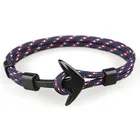 Handmade Craft Simple Fashion Metal Anchor Braided Rope Man Bracelet For Wholesale