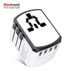 Factory custom color electrical plug socket 4USB charger universal travel adapter