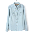 High quality woman large size spring long sleeve denim shirt cowboy shirt