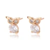 95003 Environmental copper earrings trendy animal design girl's jewelry owl shape stud earrings with gemstone