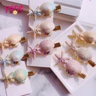 Instock fashion hair clips for girls and women starfish shells with pearl Korean Barrette
