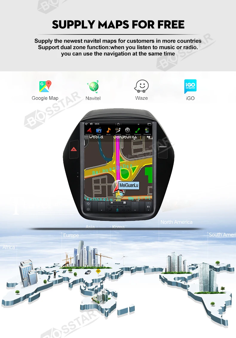 Bosstar Tesla Style Android Inch Car Gps Radio With Wifi For