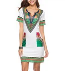 Summer Hot Selling Fashion Folk Printed V Neck Mini Dress Women Clothing