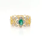 925 sterling silver jewelry yellow gold emerald ring