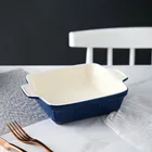 Factory direct selling cheap kitchen bakery pizza cake bread brown large nonstick ceramic baking tray set