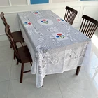White Table Custom White Polyester Textile Printed Red Flower Table Cloth From China
