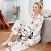 New simulation silk pajamas ladies new long-sleeved trousers homewear two-piece suit wholesale