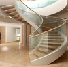Beautiful Interior White Steel Stringer Oak Wood Curved Stairs