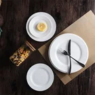 Cheap plain white customized dinner plates round dinner serving white porcelain plate