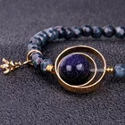 Graphic Customization Lucky Bracelet Natural Stone Galaxy Beads Universe 8 Planets Solar System Star Bangle Romantic