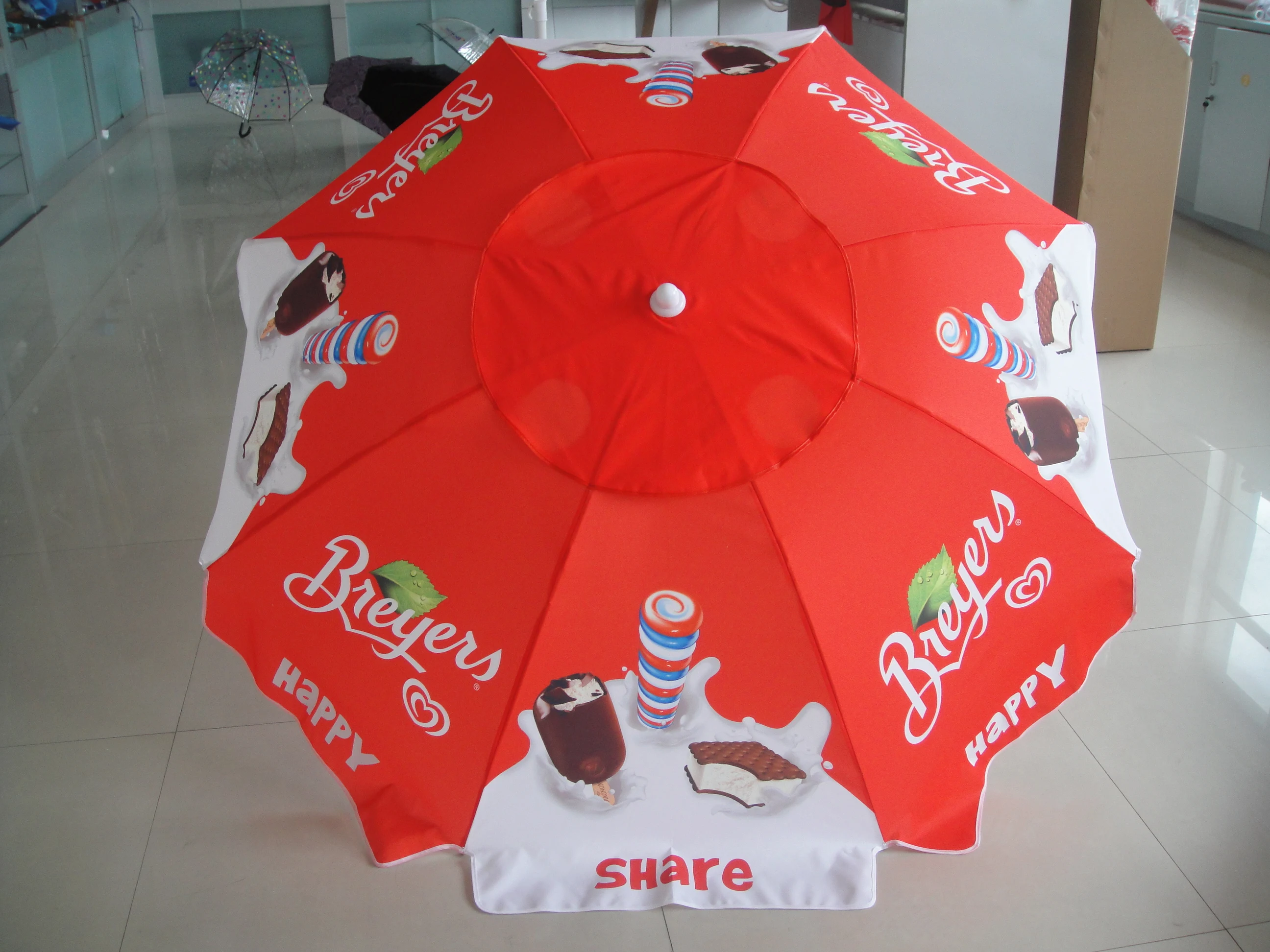Advisteing Custom Logo Umbrella Beach Parasol Wholesale Beach Umbrella Outdoor Promotional Umbrella
