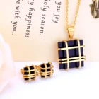 Jewelry Wedding Set Fashion Stainless Steel Shell Square Stud Earrings And Necklace Jewelry Wedding Jewelry Set