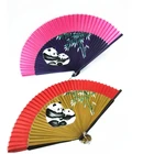 Fabric Hand Fans Fan Fabric Hand Fan Promotional Chinese Souvenir Cute Panda Fabric Foldablebamboo Hand Fans