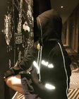 Print Hoodie Original Reflective Streetwear Dead Inside Skull Black Print White Strip Hoodie For Men