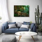 Print Art Decor Amazing Dark Forest Pair Tiger Canvas Wall Printed Painting Art Living Room Decoration