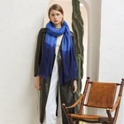 Custom luxury pure 100% silk cashmere scarf blue