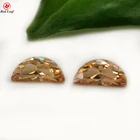 High Quality Machine cut Half Moon Shape Champagne Color Cubic Zirconia CZ Gemstone