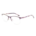 OEM metal half frame women optical eyeglasses with diamond