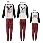 Fung F1003 New Style Cotton A Family Of Four Night Wear White &Plaid Matching Family Christmas Pajamas