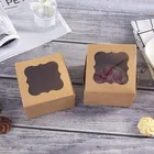 Height White Art Paper PVC PET Kraft Brown Bakery Pie Cake Packaging Paper Food Box in bulk With Window