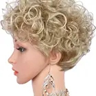 Human Hair Short Blond Color Wave Wigs For Black White Women Hairpiece Handmade Wig for Afro Women