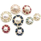 New Arrival pearl gold Crystal ribbon metal alloy half ball round Rhinestone Buttons
