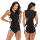 bathing suits women swimsuit patchwork design sexy black 1 piece swimwear &Beachwear