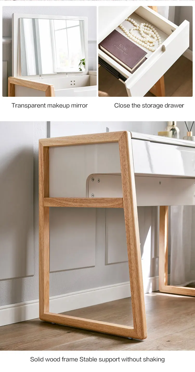 French Nordic Multifunction Small Corner Bedroom Makeup Tall 6 Drawers White Mirrored Dresser With Mirror