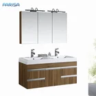 Modern Oak White Integrated Acrylic Double Sink Bathroom Melamine Vanity