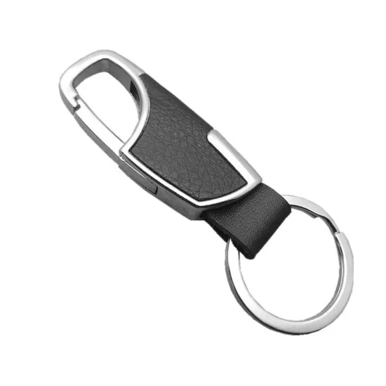 Luxe pu en cuir et porte-clés en métal avec logo personnalisé