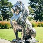 Life Size Stainless Steel The Sitting Lion Garden Sculpture