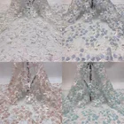 Mesh Embroidery Lace Meshlace P736 White Mesh New Cording Embroidery Lace Fabric For Bridal Classical Style