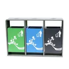 roadside patio public recycling 3 compartment stainless steel ashtray garbage bin outdoor street trash can waste receptacle