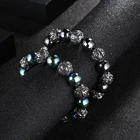 Hand Carved Mantra 6 True Syllable Stone Bracelet Men Hematite Bead Tibetan Buddhist Buddha Prayer Bracelet/