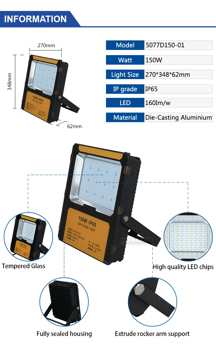 ALLTOP High quality outdoor ip65 waterproof portable smd 20w 50w 100w 150w 200w led flood light