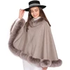High Quality 100% Wool Winter Cloak Wholesale Fahion Women Oversize Real Fox Fur Cloak