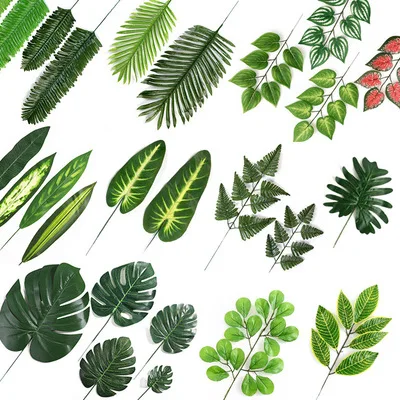 Fontes Do Partido Tropical Deixa Decorações Da Cozinha Da casa Verde artificial plástico verde da folha da árvore de palma