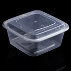 Wholesale take away 650 750 1000 ml black transparent PP plastic square disposable food lunch box container