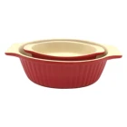 Red ceramic bakeware rectangle baking pans oven tray for microwave