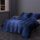 Bed Cover Bed Duvet Covers 2020 Trending Products OEKO-TEX Deep Blue Luxury Silk Bedding Set Bed Sheets Duvet Cover For Home