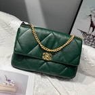 Fashion PU soft leather 19 Flap Bag for woman metal chain messenger bag Shoulder Bag handbag