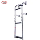 FOYO Brand High Polished 3 Steps Folding Ladder Boat Marine Stainless Steel Pontoon Ladder for Boat/Sailboat/Yacht/Car