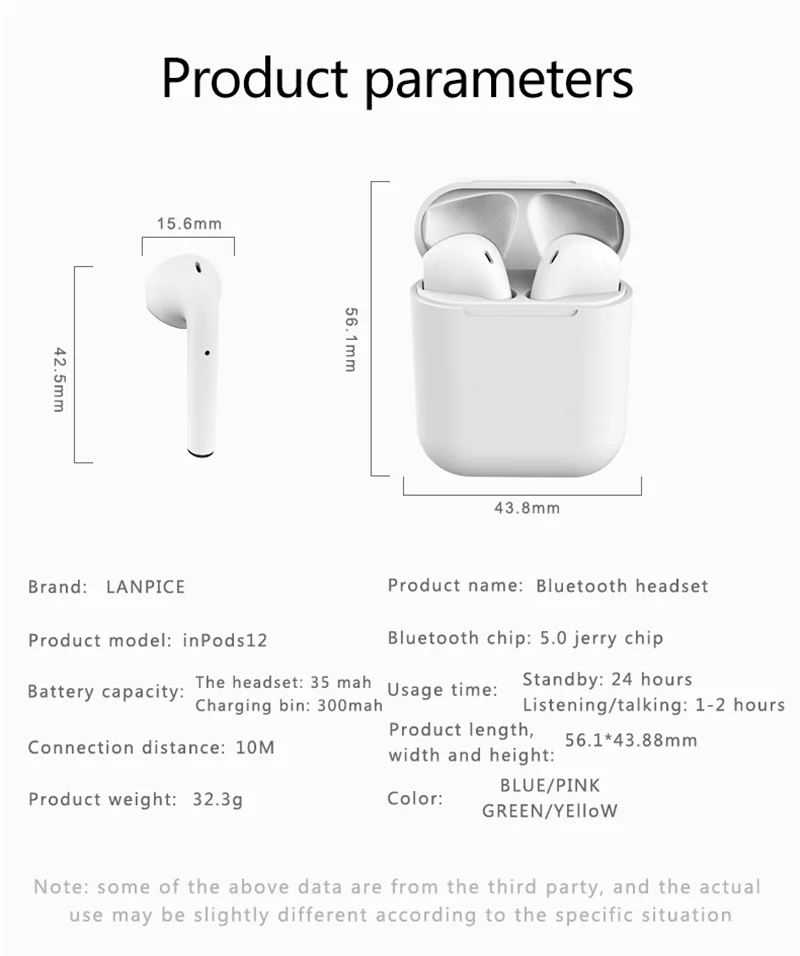 Cute Macaroon colors inPods 12 Mini wireless earbuds i12 TWS earphones - ANKUX.COM