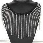 Wholesale Black Polyester Strips Metal Rhinestone Fringe Tassel Trim for Dress Decoration